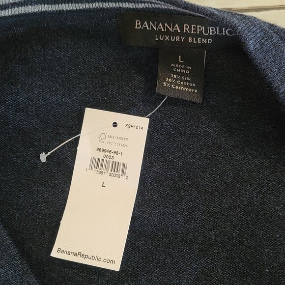 Banana Republic Luxury Silk Cotton Cashmere Sweater NEW Black Mens L Old Money - Picture 5 of 8